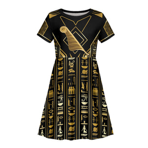 Egypt Feather Of Maat Kid Short Sleeve Dress Ancient Mythology Truth And Justice