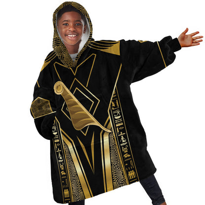 Egypt Feather Of Maat Kid Wearable Blanket Hoodie Ancient Mythology Truth And Justice