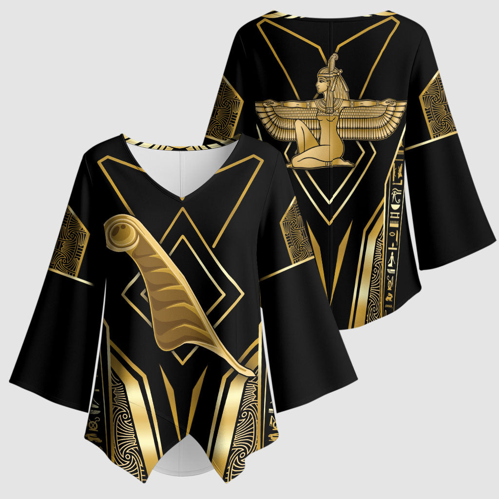 Egypt Feather Of Maat Kimono Sleeve Blouse Ancient Mythology Truth And Justice