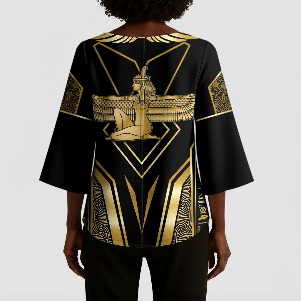 Egypt Feather Of Maat Kimono Sleeve Blouse Ancient Mythology Truth And Justice
