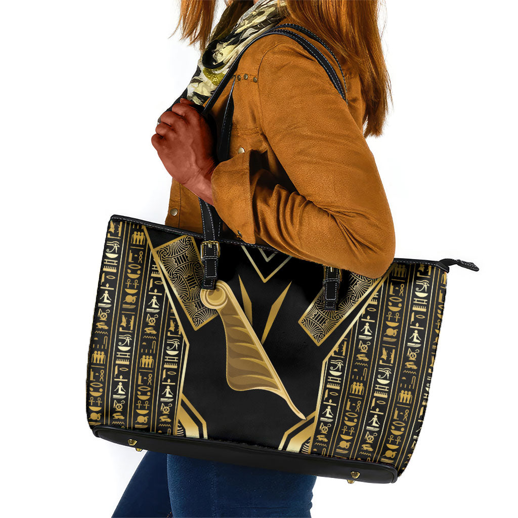 Egypt Feather Of Maat Leather Tote Bag Ancient Mythology Truth And Justice