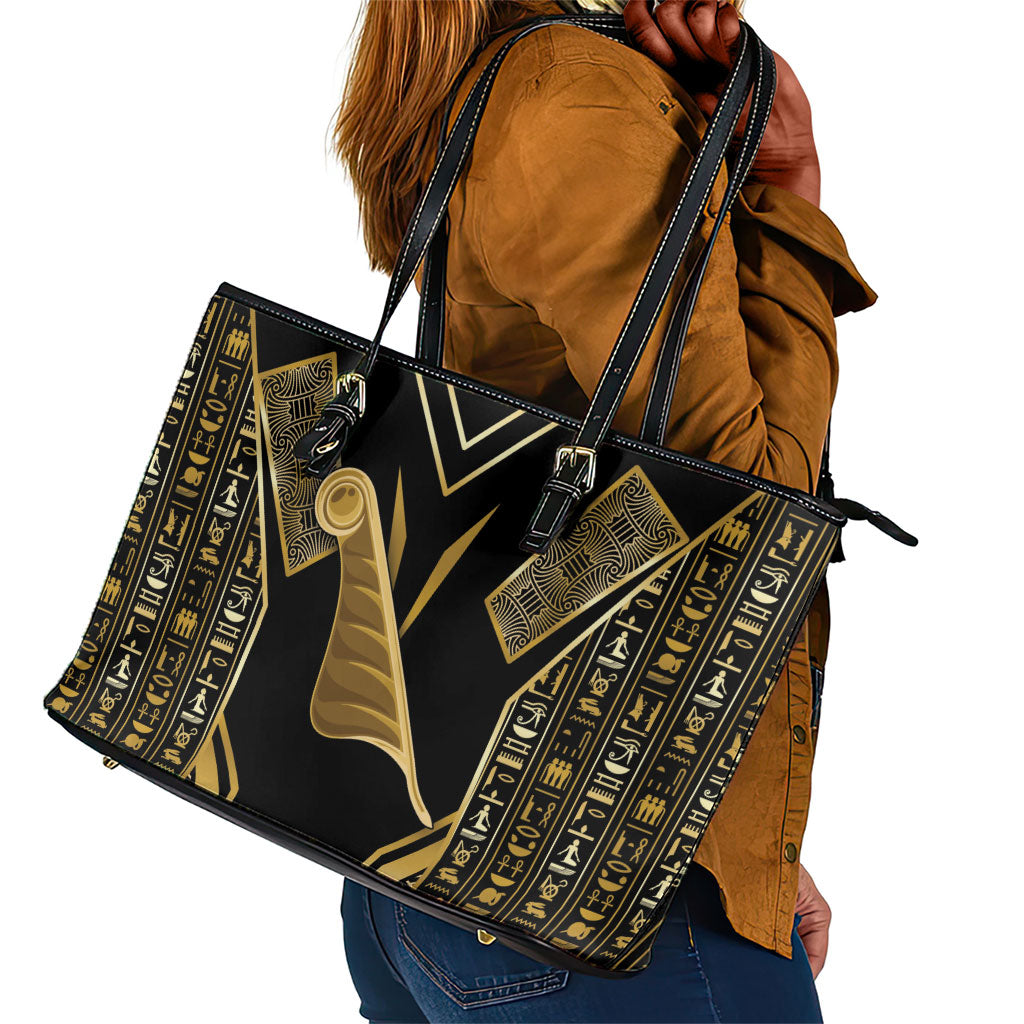 Egypt Feather Of Maat Leather Tote Bag Ancient Mythology Truth And Justice