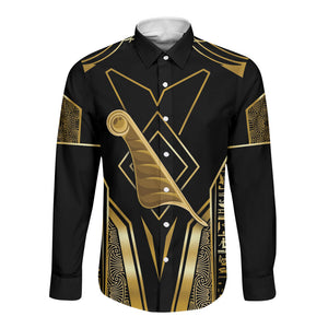 Egypt Feather Of Maat Long Sleeve Button Shirt Ancient Mythology Truth And Justice