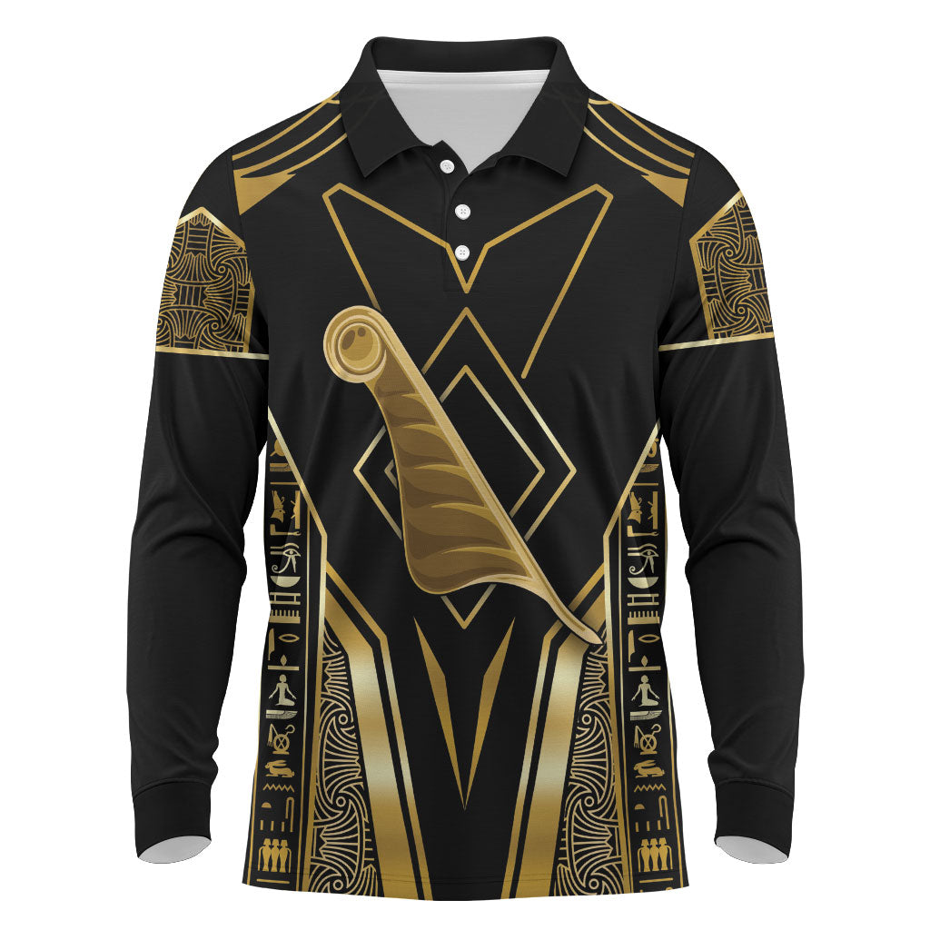 Egypt Feather Of Maat Long Sleeve Polo Shirt Ancient Mythology Truth And Justice