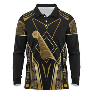Egypt Feather Of Maat Long Sleeve Polo Shirt Ancient Mythology Truth And Justice