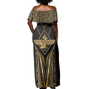 Egypt Feather Of Maat Off Shoulder Maxi Dress Ancient Mythology Truth And Justice