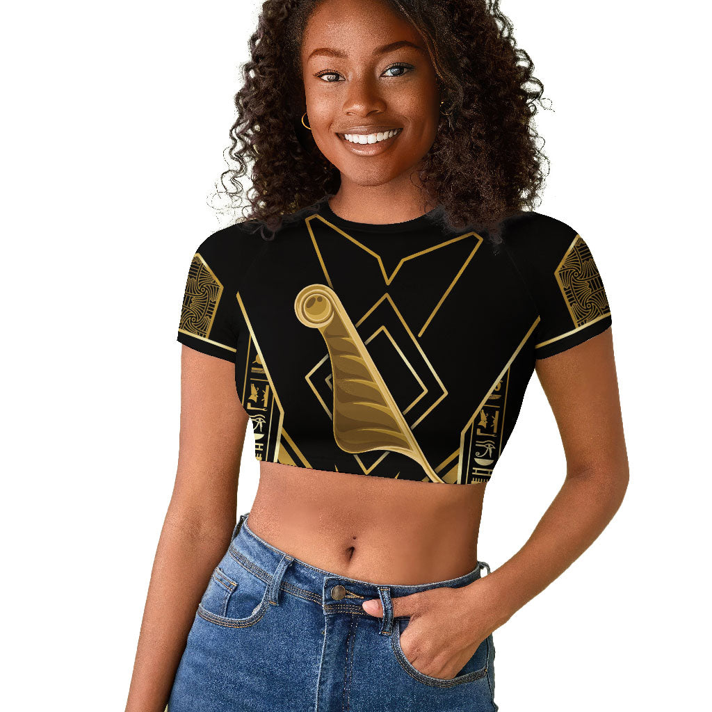 Egypt Feather Of Maat Raglan Cropped T shirt Ancient Mythology Truth And Justice