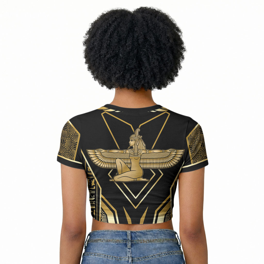 Egypt Feather Of Maat Raglan Cropped T shirt Ancient Mythology Truth And Justice