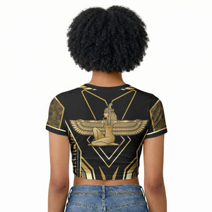 Egypt Feather Of Maat Raglan Cropped T shirt Ancient Mythology Truth And Justice