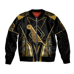 Egypt Feather Of Maat Sleeve Zip Bomber Jacket Ancient Mythology Truth And Justice