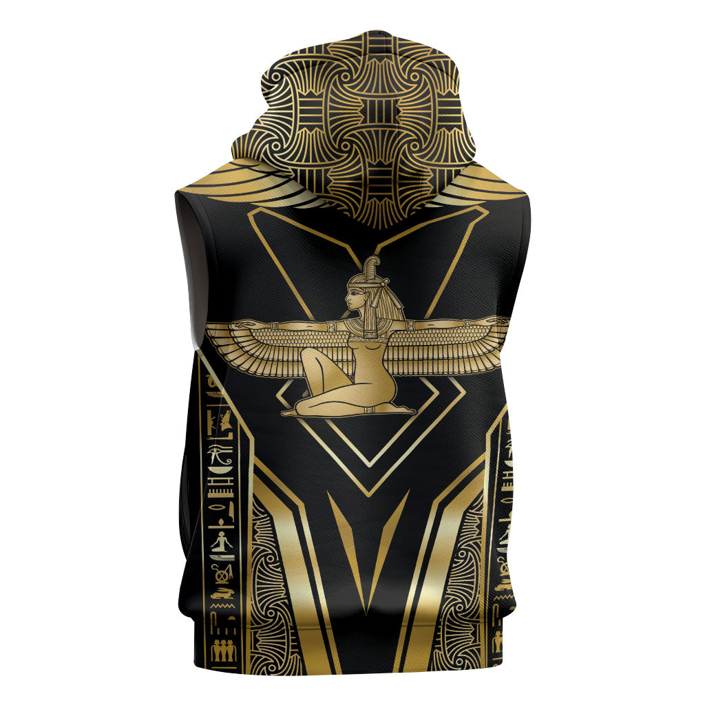 Egypt Feather Of Maat Sleeveless Zip Hoodie Ancient Mythology Truth And Justice