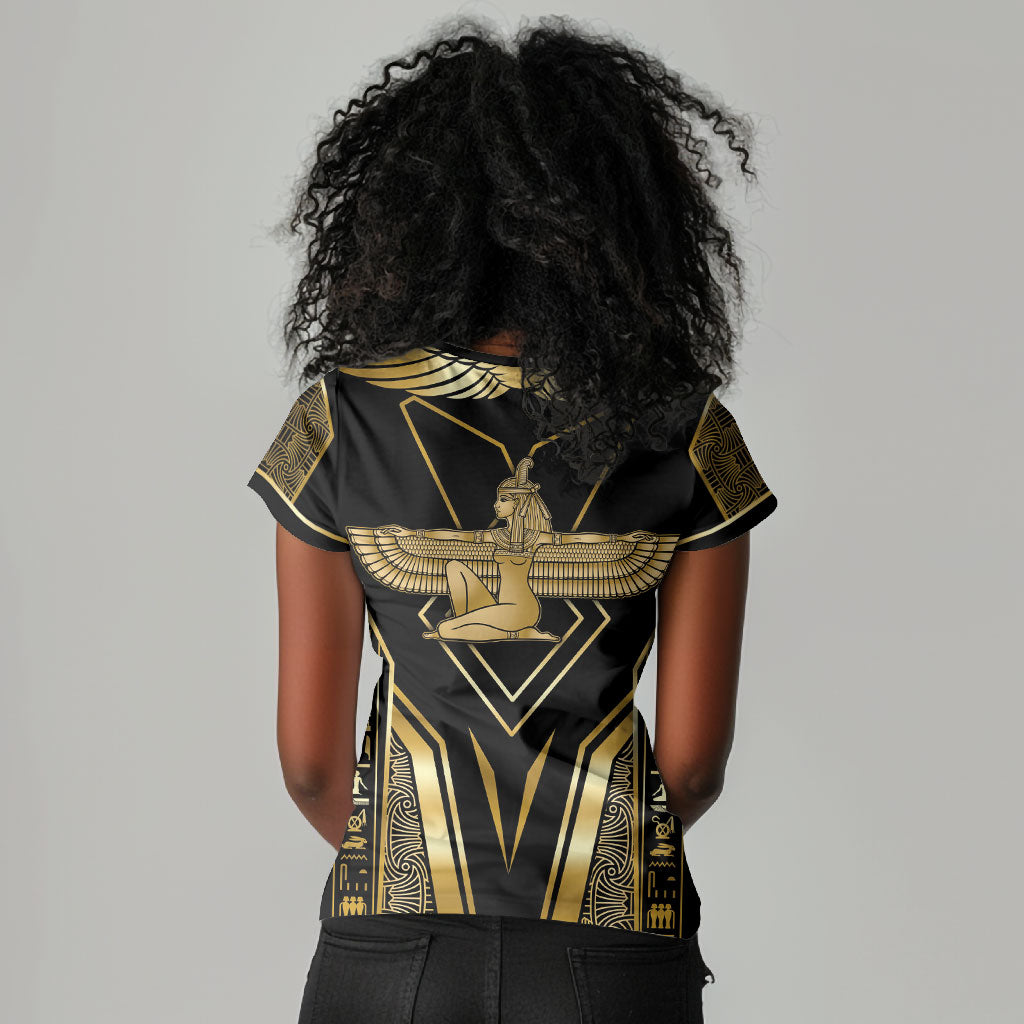 Egypt Feather Of Maat Women V-Neck T-Shirt Ancient Mythology Truth And Justice
