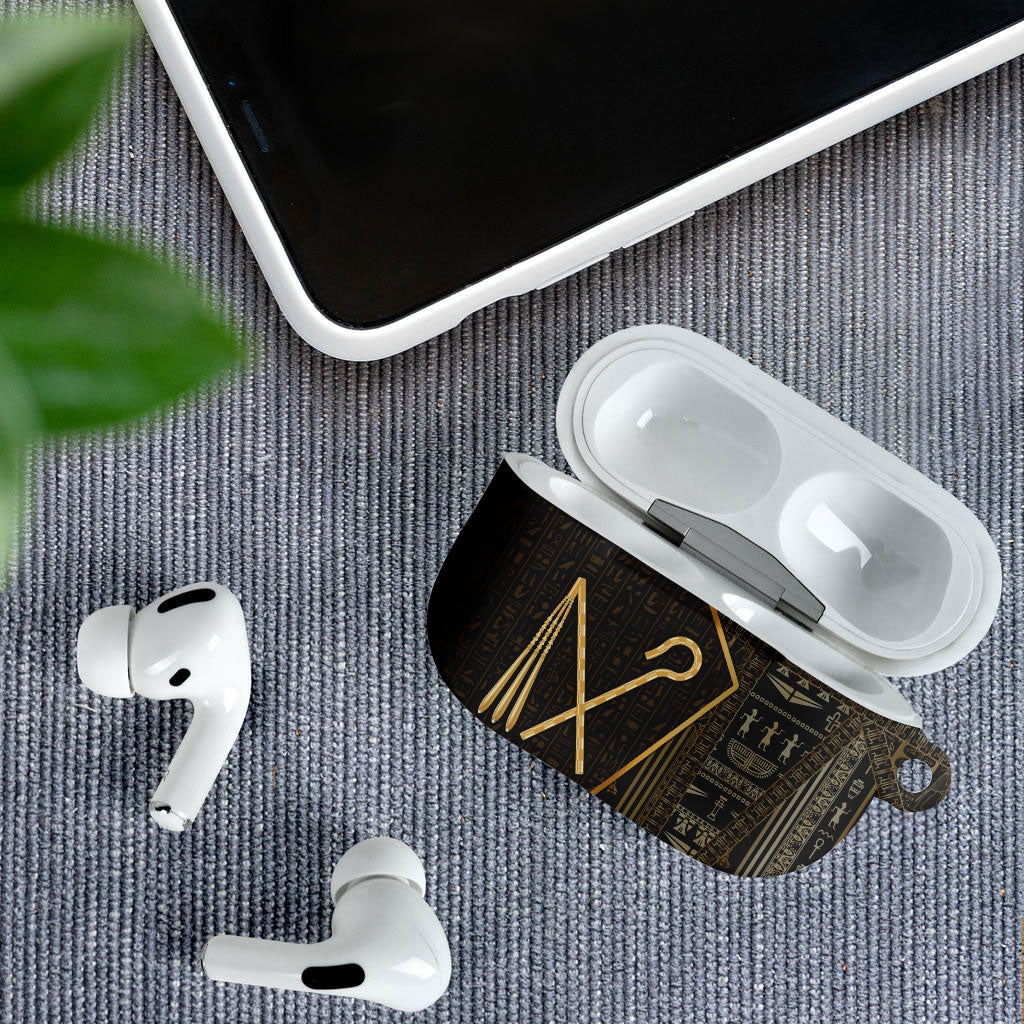 Egypt Crook And Flail AirPods Case Ancient Mythology Pharaoh Royalty Gold