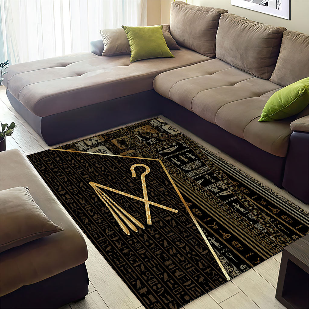 Egypt Crook And Flail Area Rug Ancient Mythology Pharaoh Royalty Gold
