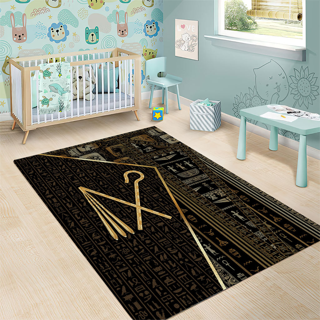 Egypt Crook And Flail Area Rug Ancient Mythology Pharaoh Royalty Gold