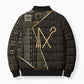 Egypt Crook And Flail Bomber Puffer Jacket Ancient Mythology Pharaoh Royalty Gold
