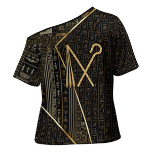 Egypt Crook And Flail Cross Shoulder Shirt Ancient Mythology Pharaoh Royalty Gold