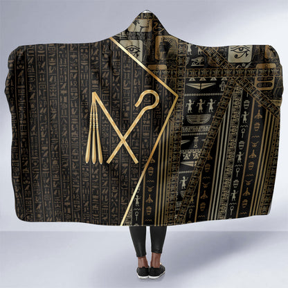 Egypt Crook And Flail Hooded Blanket Ancient Mythology Pharaoh Royalty Gold
