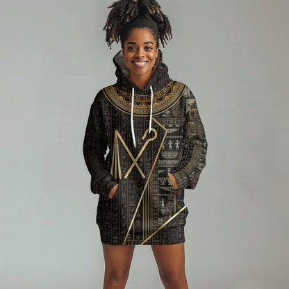 Egypt Crook And Flail Hoodie Dress Ancient Mythology Pharaoh Royalty Gold