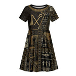 Egypt Crook And Flail Kid Short Sleeve Dress Ancient Mythology Pharaoh Royalty Gold