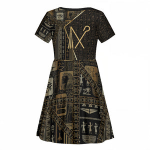 Egypt Crook And Flail Kid Short Sleeve Dress Ancient Mythology Pharaoh Royalty Gold