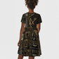 Egypt Crook And Flail Kid Short Sleeve Dress Ancient Mythology Pharaoh Royalty Gold
