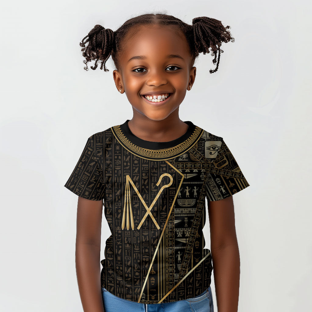 Egypt Crook And Flail Kid T shirt Ancient Mythology Pharaoh Royalty Gold