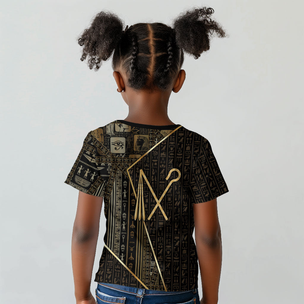 Egypt Crook And Flail Kid T shirt Ancient Mythology Pharaoh Royalty Gold