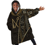 Egypt Crook And Flail Kid Wearable Blanket Hoodie Ancient Mythology Pharaoh Royalty Gold