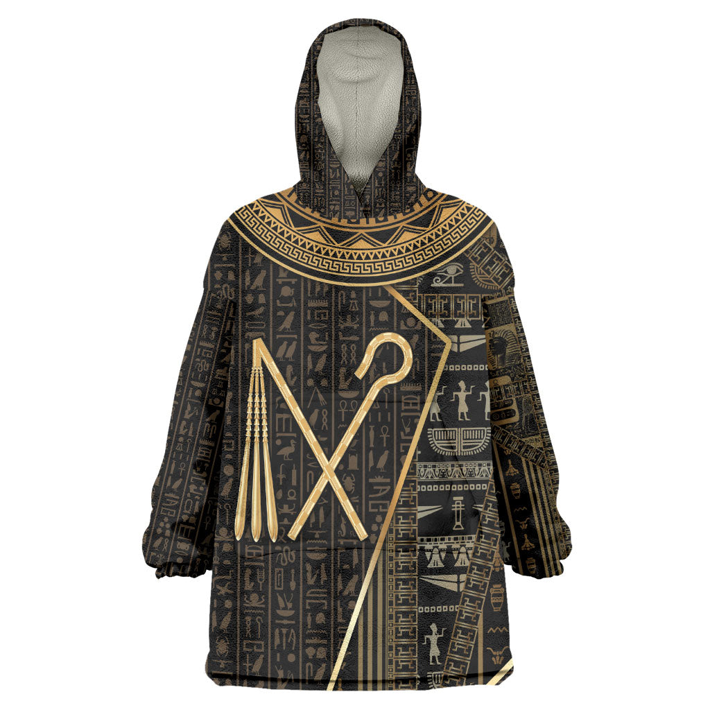 Egypt Crook And Flail Kid Wearable Blanket Hoodie Ancient Mythology Pharaoh Royalty Gold