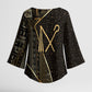 Egypt Crook And Flail Kimono Sleeve Blouse Ancient Mythology Pharaoh Royalty Gold