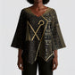 Egypt Crook And Flail Kimono Sleeve Blouse Ancient Mythology Pharaoh Royalty Gold