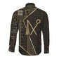 Egypt Crook And Flail Long Sleeve Button Shirt Ancient Mythology Pharaoh Royalty Gold