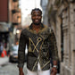 Egypt Crook And Flail Long Sleeve Button Shirt Ancient Mythology Pharaoh Royalty Gold