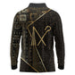 Egypt Crook And Flail Long Sleeve Polo Shirt Ancient Mythology Pharaoh Royalty Gold