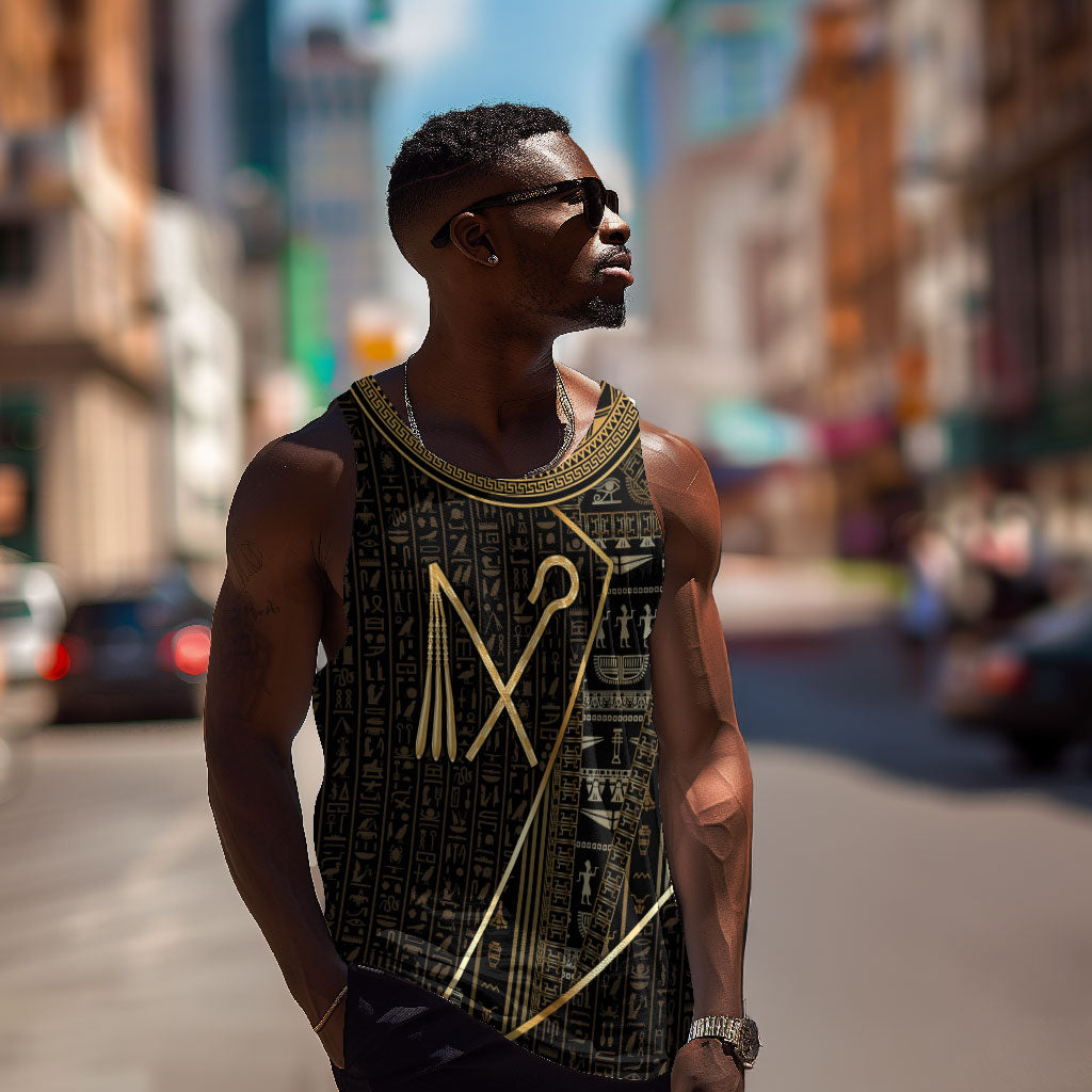 Egypt Crook And Flail Men Tank Top Ancient Mythology Pharaoh Royalty Gold