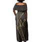 Egypt Crook And Flail Off Shoulder Maxi Dress Ancient Mythology Pharaoh Royalty Gold
