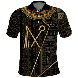 Egypt Crook And Flail Polo Shirt Ancient Mythology Pharaoh Royalty Gold