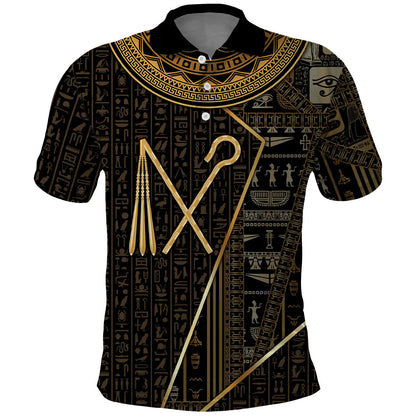 Egypt Crook And Flail Polo Shirt Ancient Mythology Pharaoh Royalty Gold