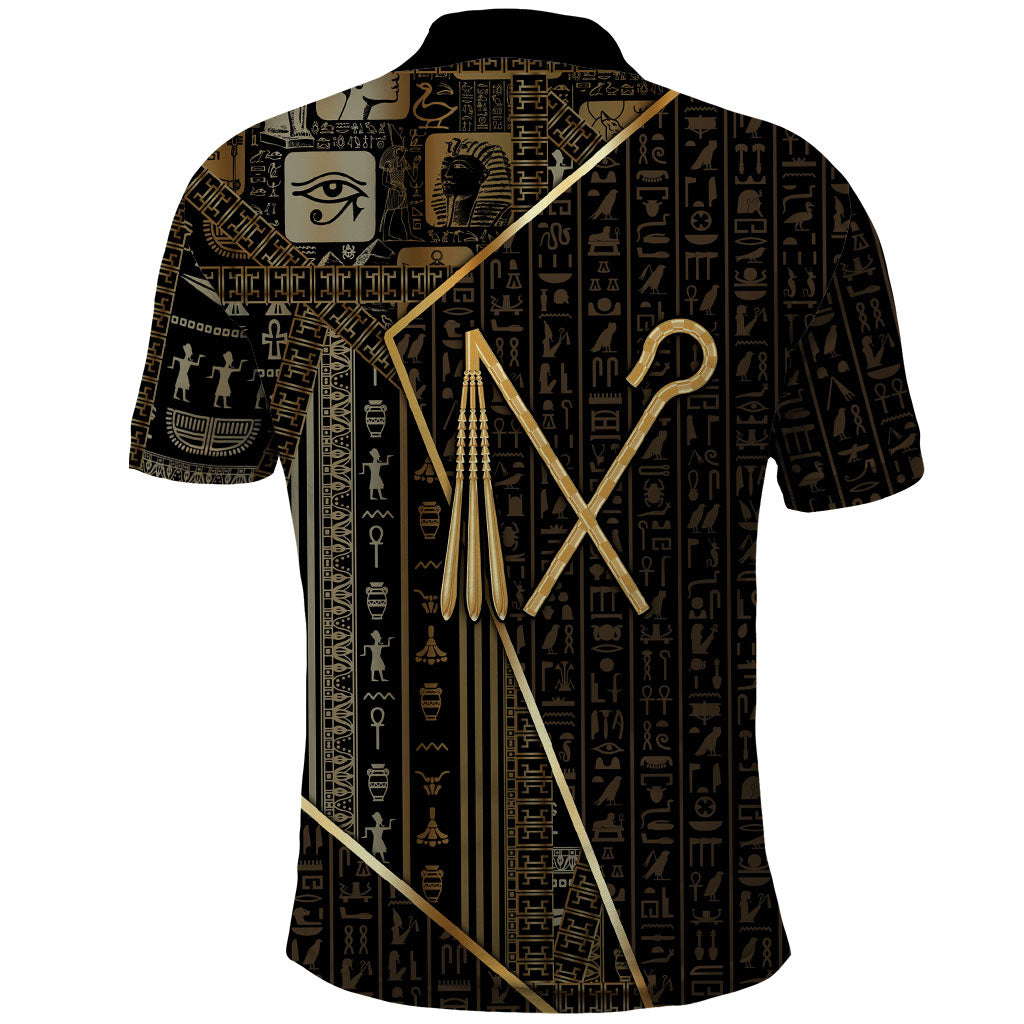 Egypt Crook And Flail Polo Shirt Ancient Mythology Pharaoh Royalty Gold