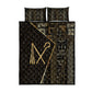 Egypt Crook And Flail Quilt Bed Set Ancient Mythology Pharaoh Royalty Gold