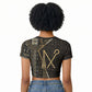 Egypt Crook And Flail Raglan Cropped T shirt Ancient Mythology Pharaoh Royalty Gold