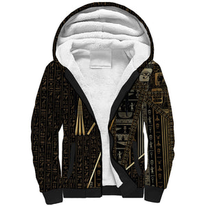 Egypt Crook And Flail Sherpa Hoodie Ancient Mythology Pharaoh Royalty Gold