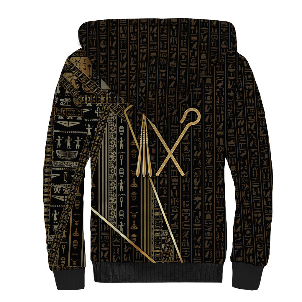 Egypt Crook And Flail Sherpa Hoodie Ancient Mythology Pharaoh Royalty Gold