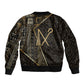 Egypt Crook And Flail Sleeve Zip Bomber Jacket Ancient Mythology Pharaoh Royalty Gold