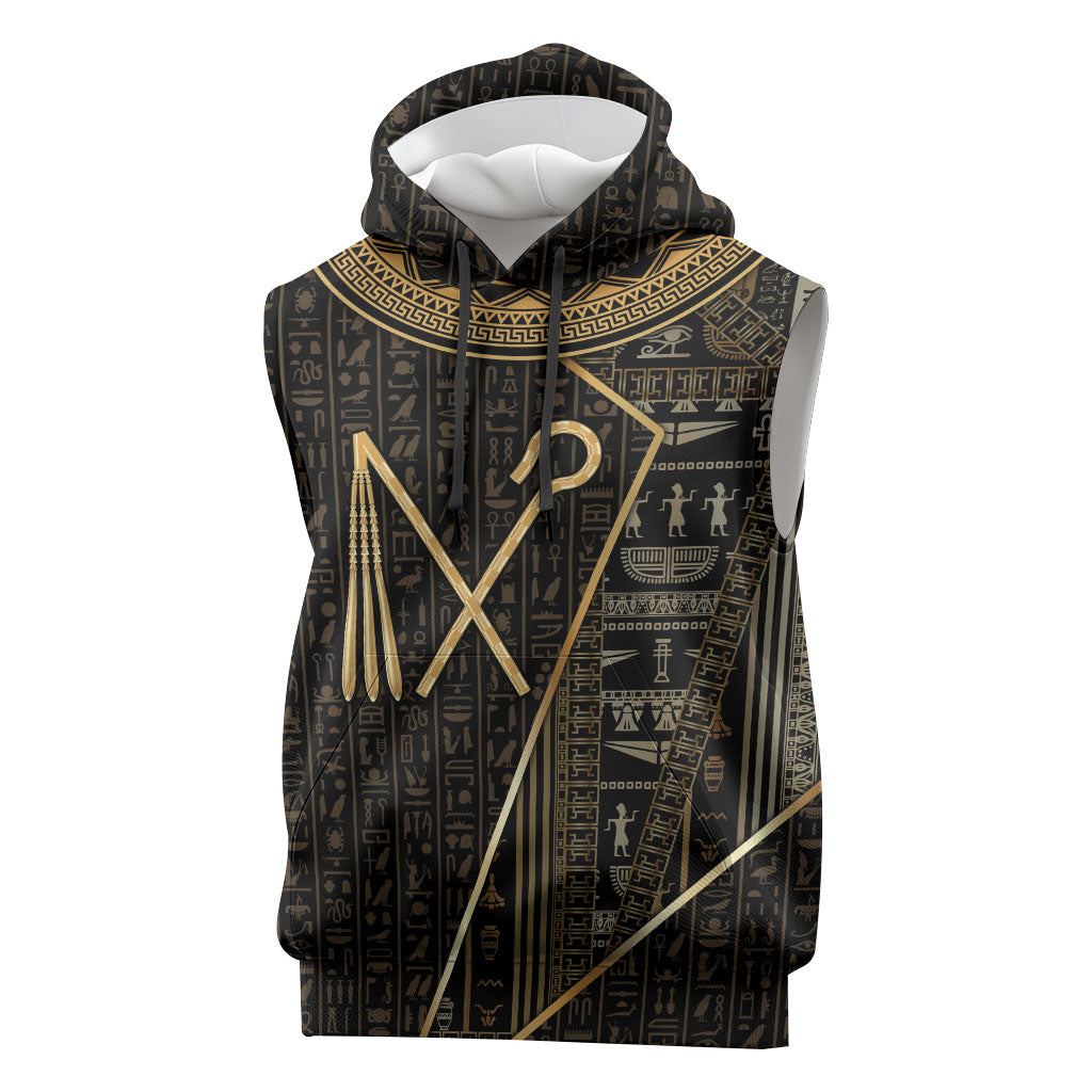 Egypt Crook And Flail Sleeveless Hoodie Ancient Mythology Pharaoh Royalty Gold