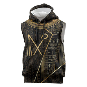 Egypt Crook And Flail Sleeveless Hoodie Ancient Mythology Pharaoh Royalty Gold