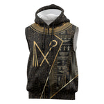 Egypt Crook And Flail Sleeveless Zip Hoodie Ancient Mythology Pharaoh Royalty Gold