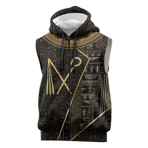 Egypt Crook And Flail Sleeveless Zip Hoodie Ancient Mythology Pharaoh Royalty Gold