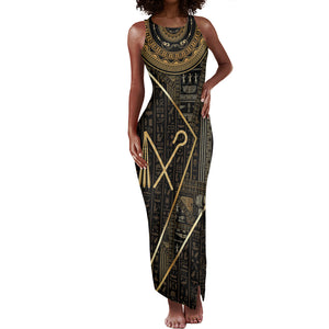 Egypt Crook And Flail Tank Maxi Dress Ancient Mythology Pharaoh Royalty Gold